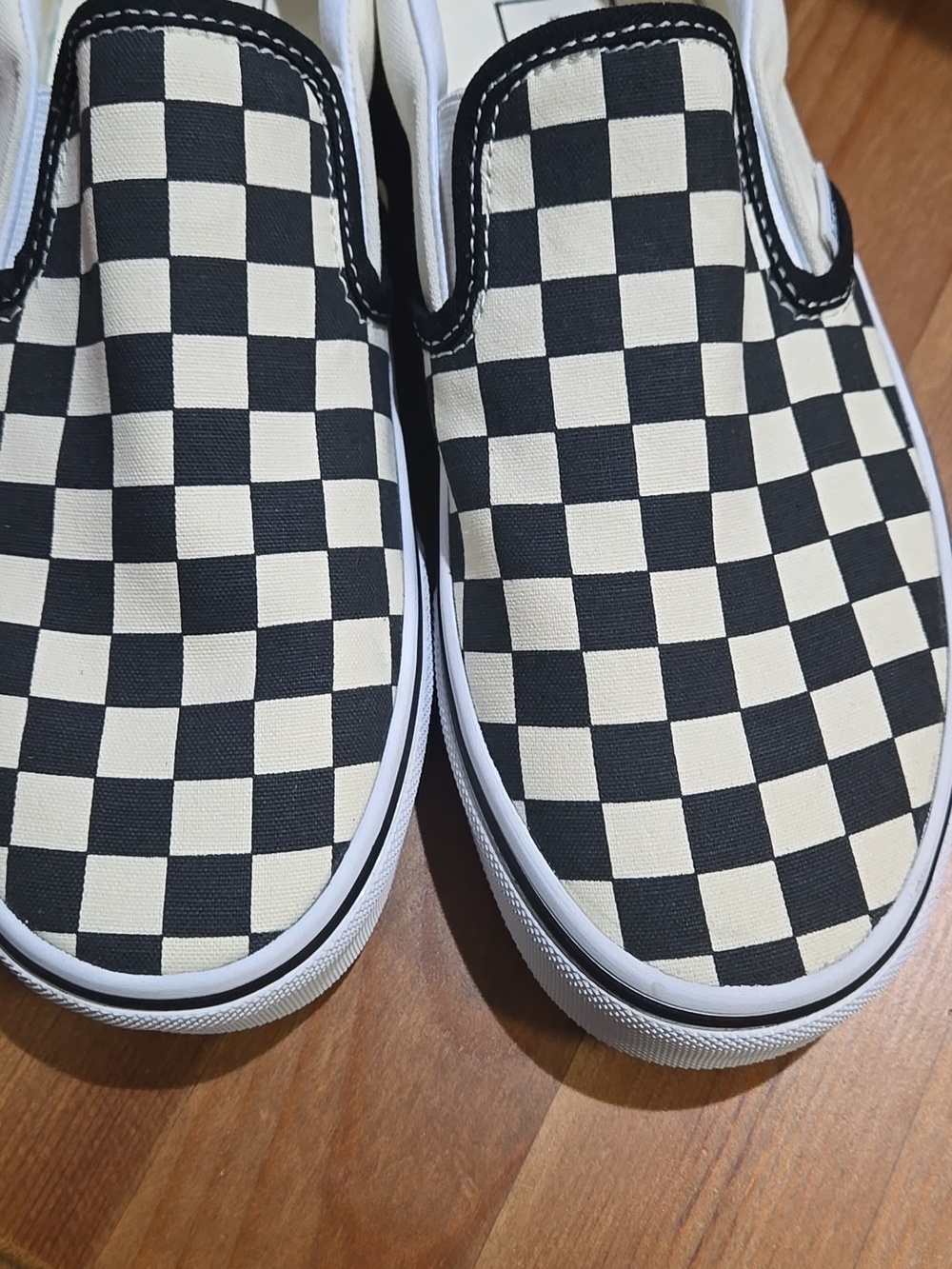 Vans Checkerboard Slip-On Sneakers in Black and White - Picture 8 of 9